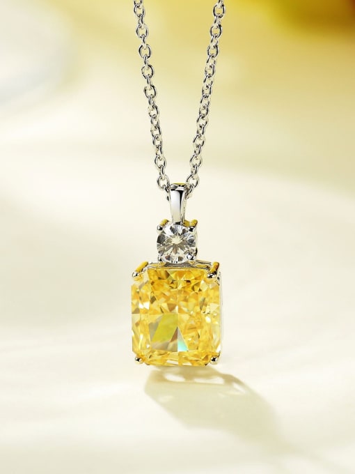 Yellow [P 0857] 925 Sterling Silver High Carbon Diamond Yellow Flower Dainty Necklace